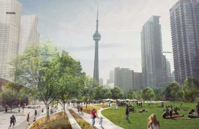 Торонто планирует сделать огромный центральный парк, разместив его поверх железнодорожного коридора