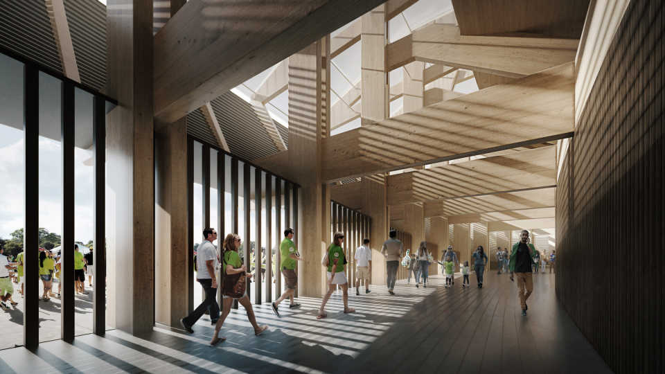  Zaha Hadid Architects проектируют первый в мире деревянный футбольный стадион