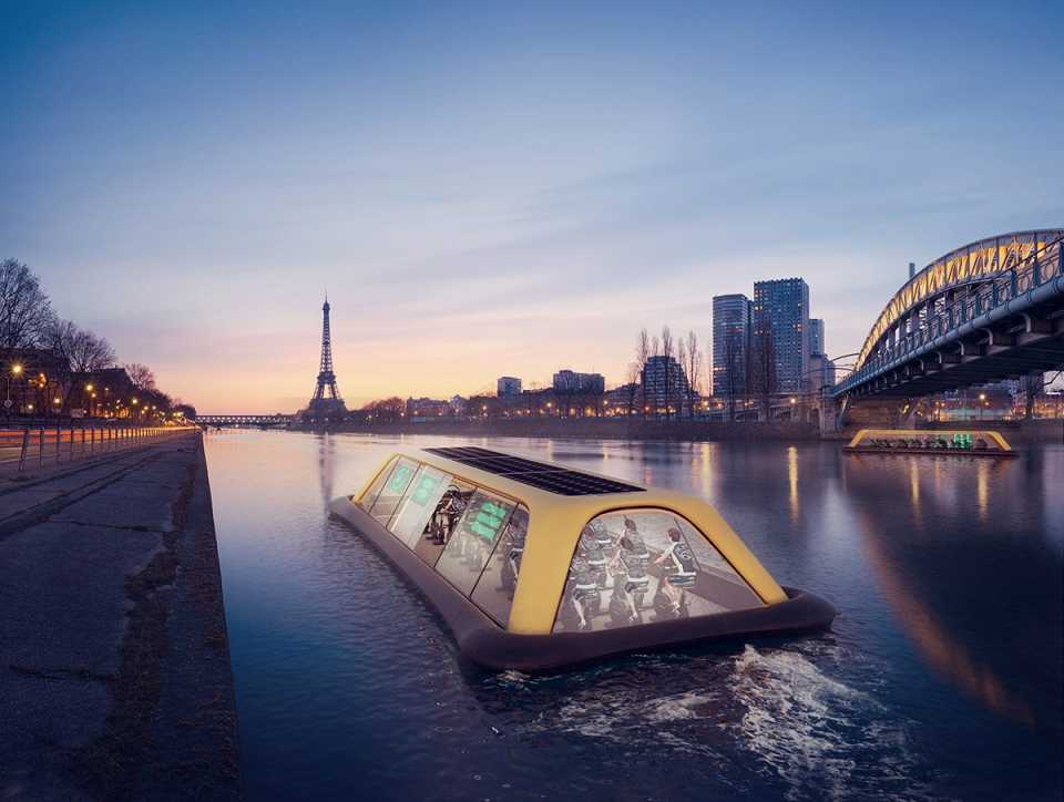 Плавучий тренажерный зал будет перемещаться по Сене за счет энергии его посетителей