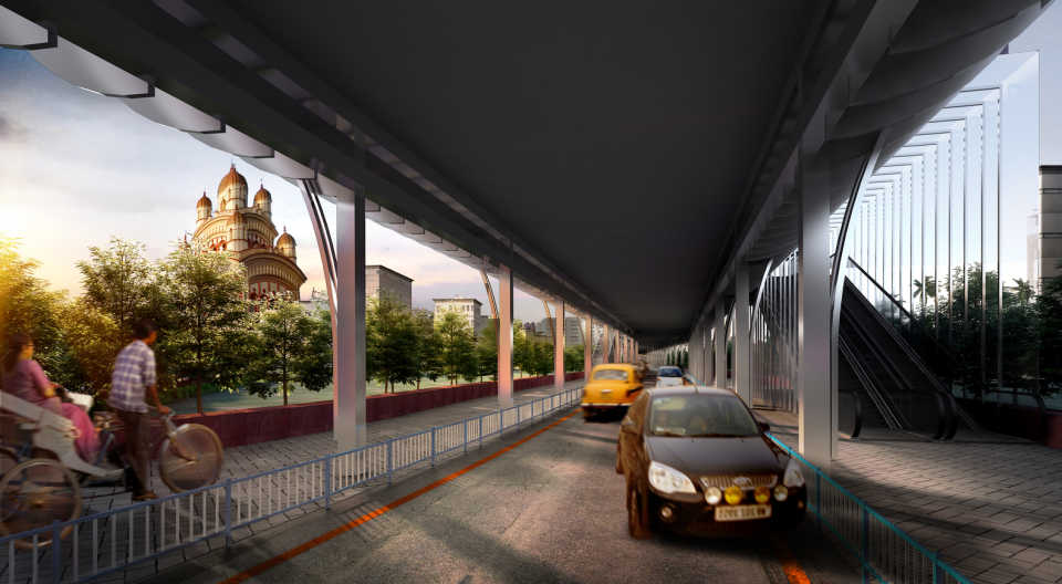 Надземный пешеходный переход решит транспортные проблемы Калькутты, связанные с популярностью местного храма